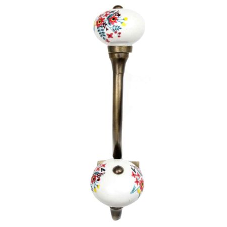 White Floral Leafy Painted Antique Iron Hook